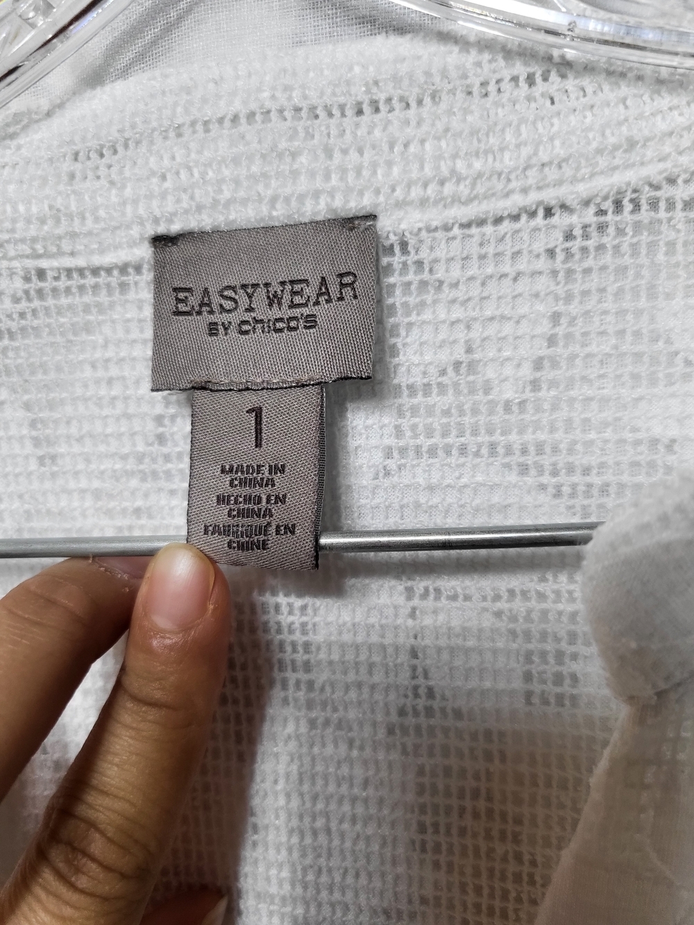 Chico's Easywear White Openwork Knit Jacket - Picture 3 of 6